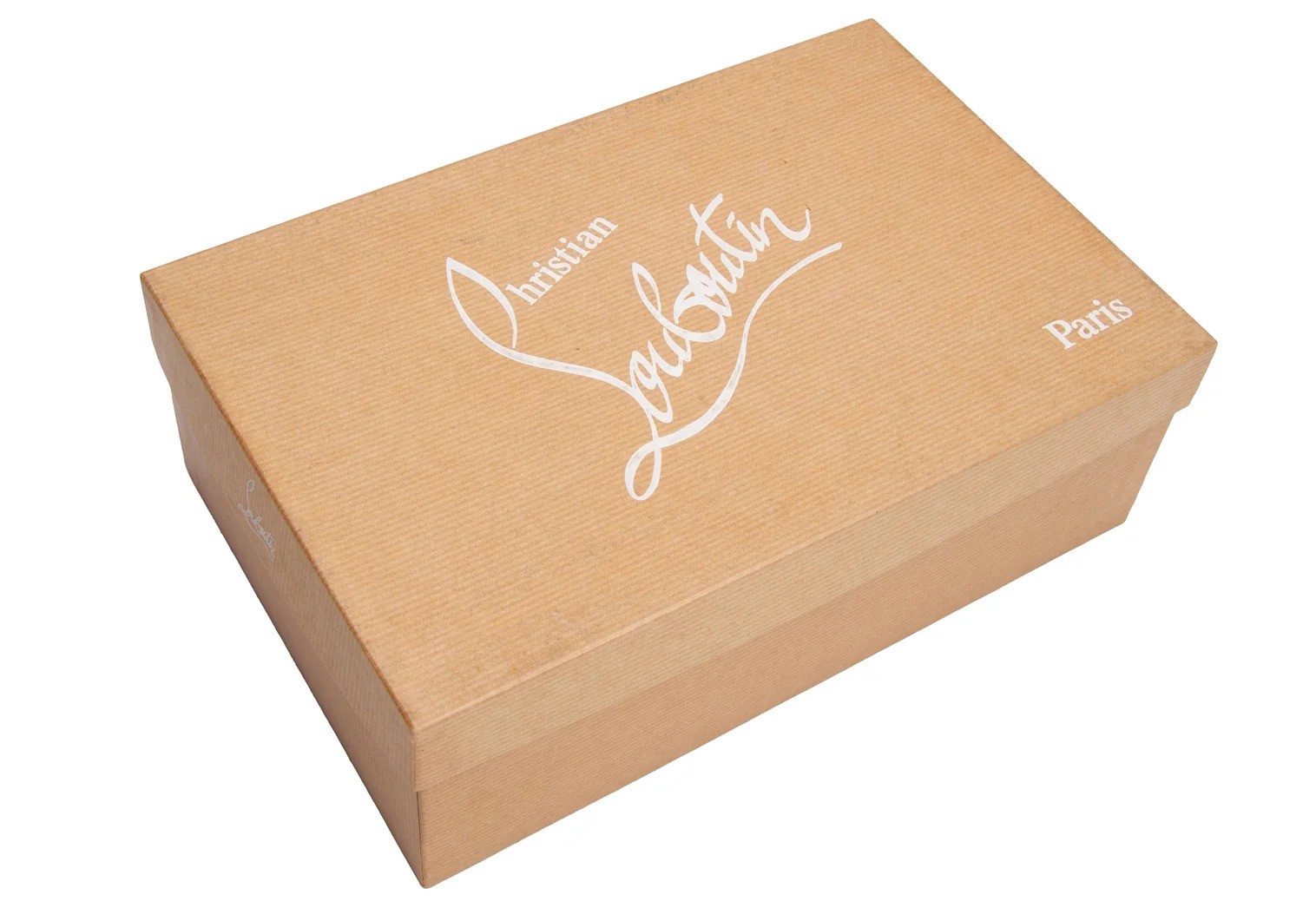 Christian Louboutin kraft box with the signature script